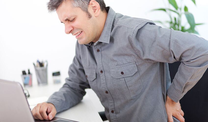Back pain due to osteochondrosis due to sedentary work.