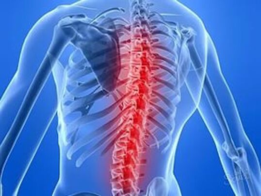 Spinal disease causes back pain.