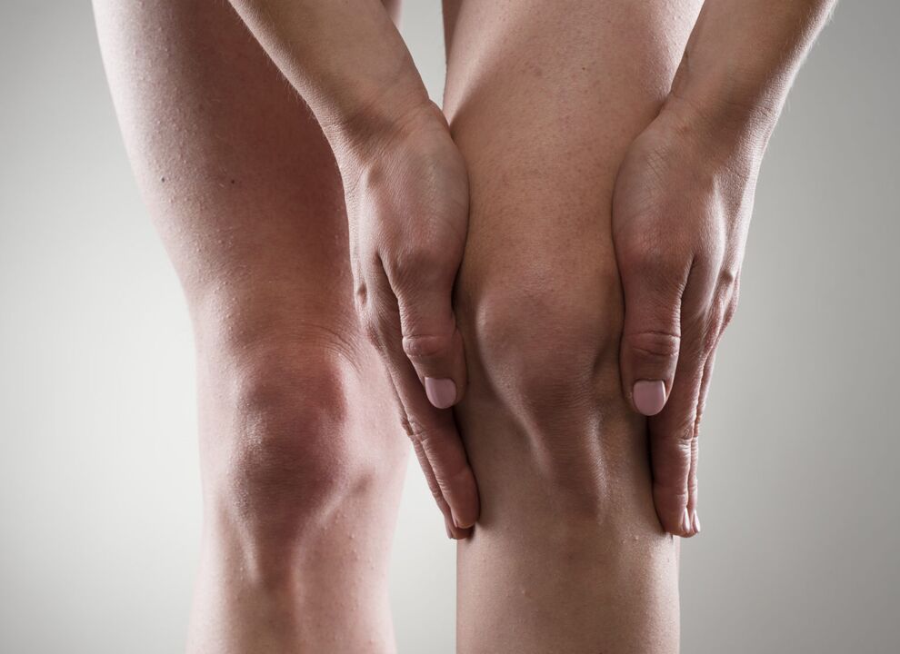 Osteoarthritis of the knee joint, which manifests itself as pain and stiffness. 